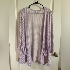 Lilac & white print cardigan
